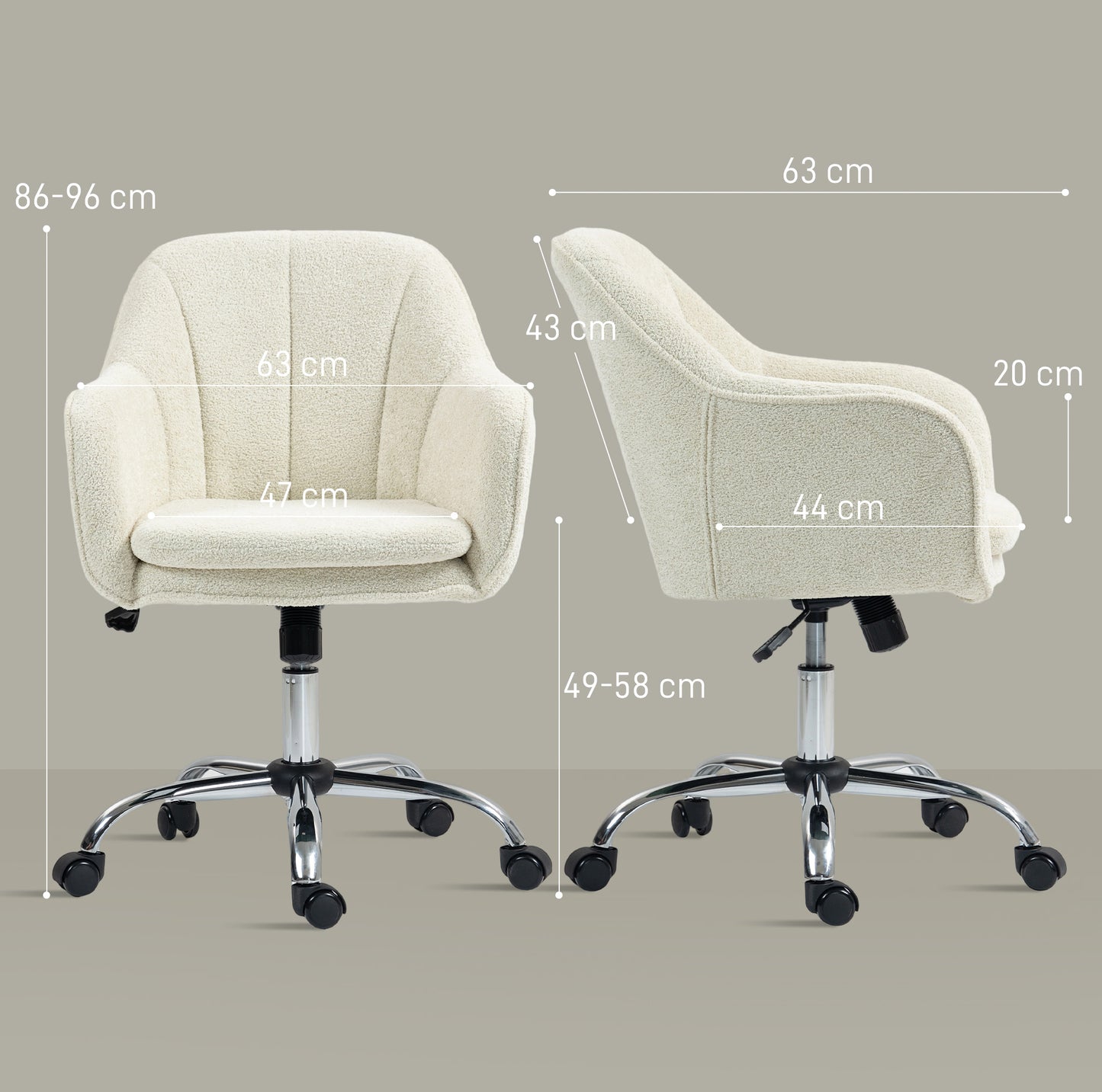 HOMCOM Velvet-Feel Office Chair - Beige