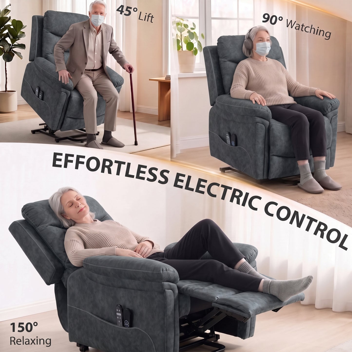 HOMCOM Riser Recliner Chair with Massage and Heat, Electric Lift Recliner Armchair for Elderly with Spring Cushion, Grey