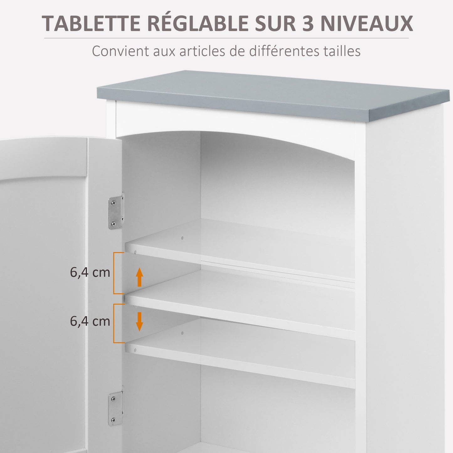kleankin Wall-Mounted Bathroom Cabinet, Arched Door, Adjustable Shelf, Light Grey & White