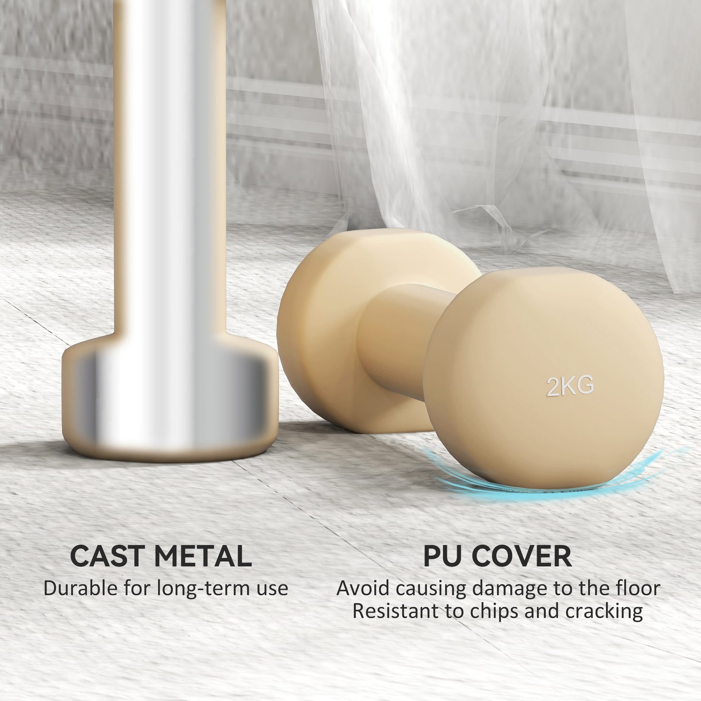 HOMCOM 10KG Dumbbells Set with Carry Case, Hand Weights for Women and Men Home Gym Weight Lifting Training, Pink, Purple, Grey, Brown