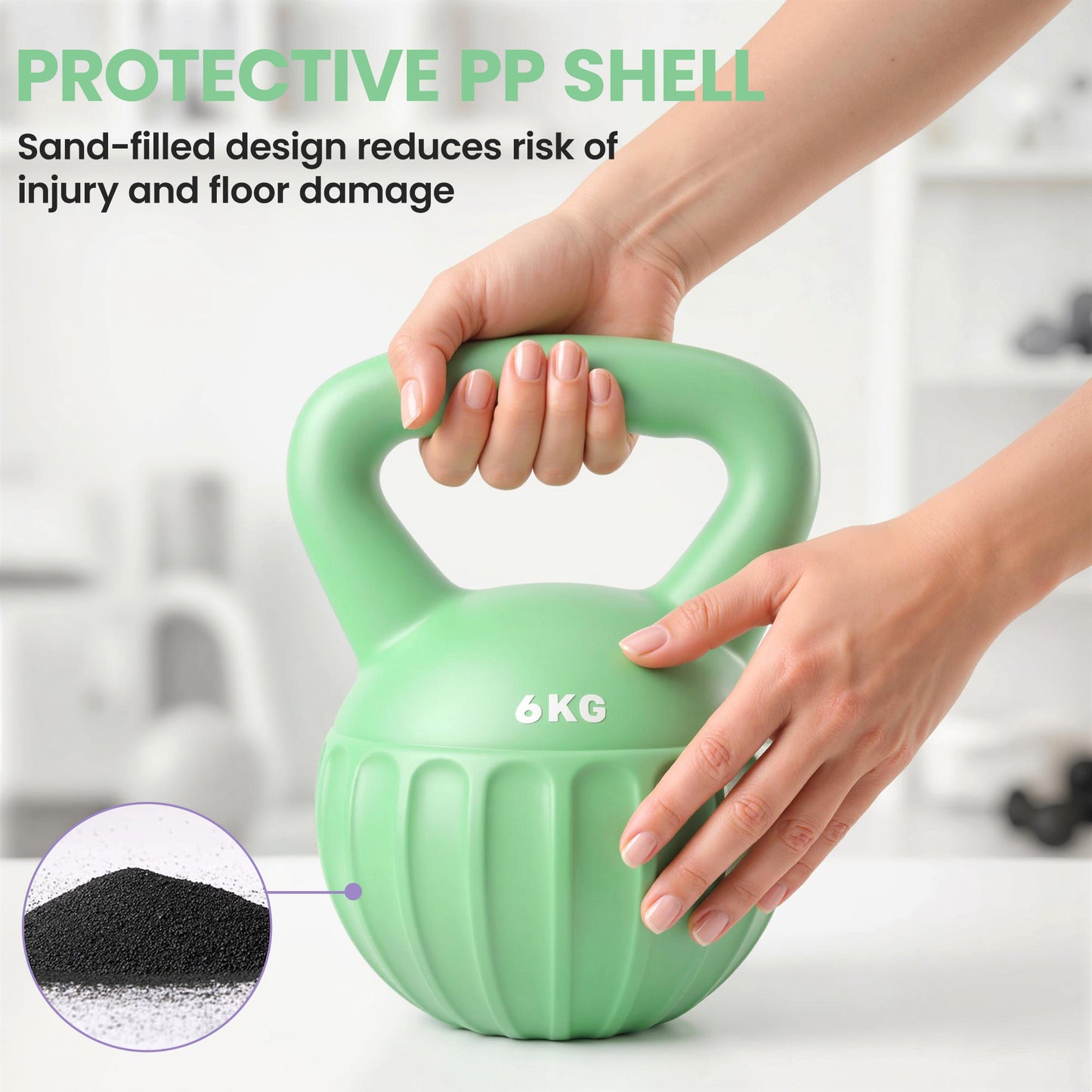 SPORTNOW Kettlebell for Strength Training Kettle Bell with Non-Slip Handle 6 kg Green