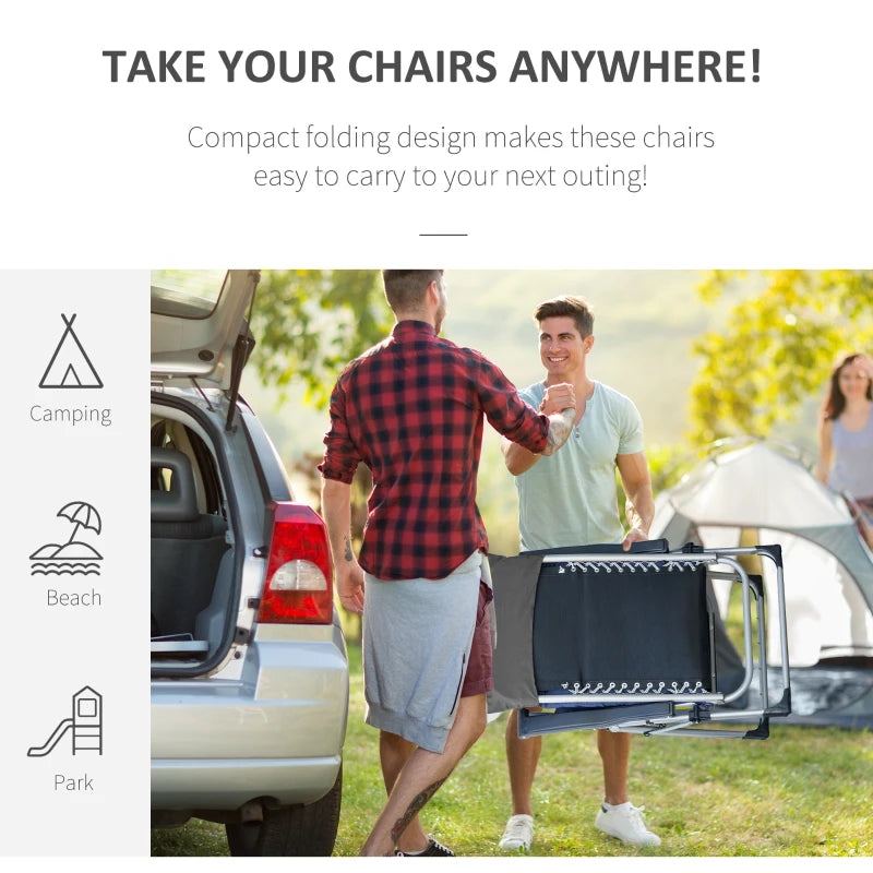 Outsunny 2 Piece Reclining Zero Gravity Chair Metal Frame Folding Garden Sun Lounger with Cushion Headrest Dark Grey