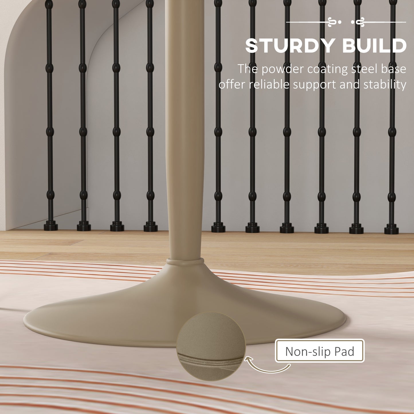 HOMCOM Round Dining Table, Modern Dining Room Table with Steel Base, Non-slip Foot Pad, Space Saving Dining Table, Light Brown