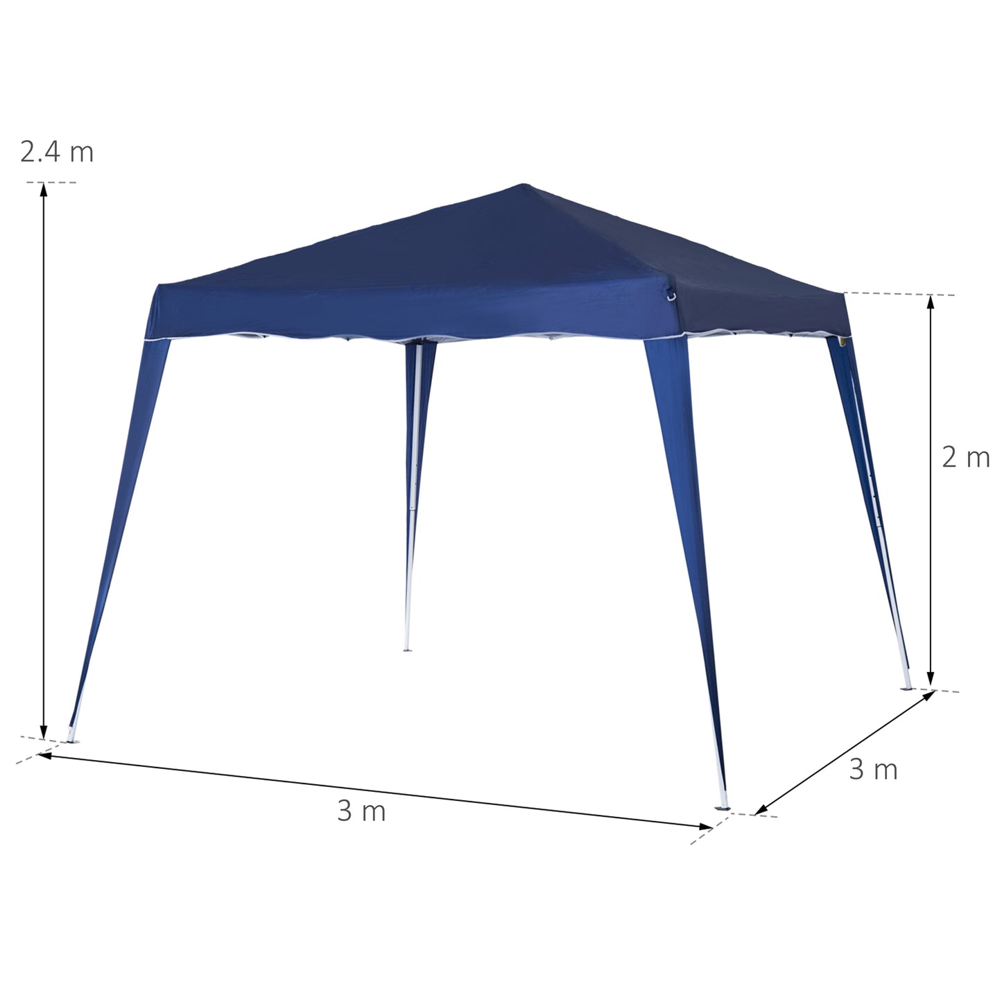 Outsunny 3x3m/2.5x2.5m Pop Up Gazebo with Carry Bag, Height Adjustable, Slant Leg, Garden/Patio Shelter