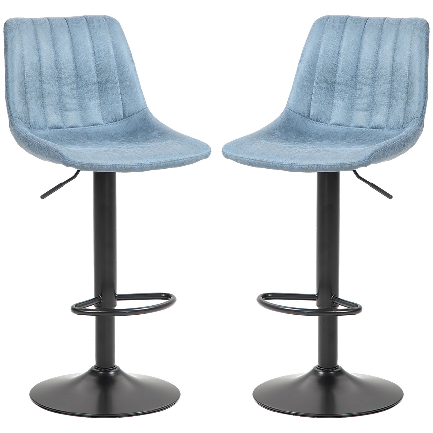 HOMCOM Set of Two Retro Tub Bar Stools - Blue