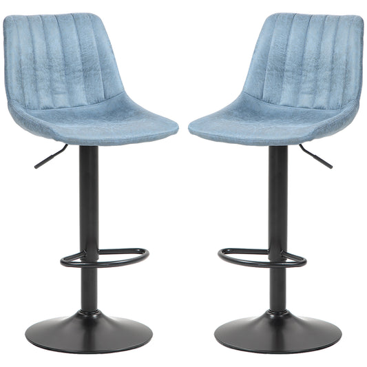 HOMCOM Set of Two Retro Tub Bar Stools - Blue