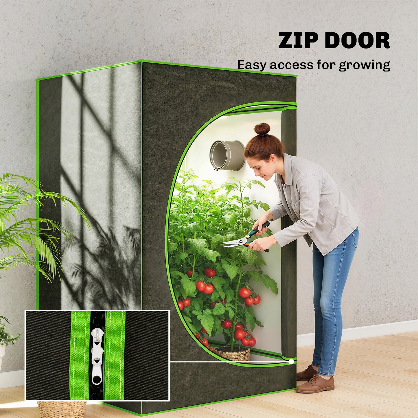 Outsunny Grow Tent 600D Mylar with Window Black 120x120x200cm