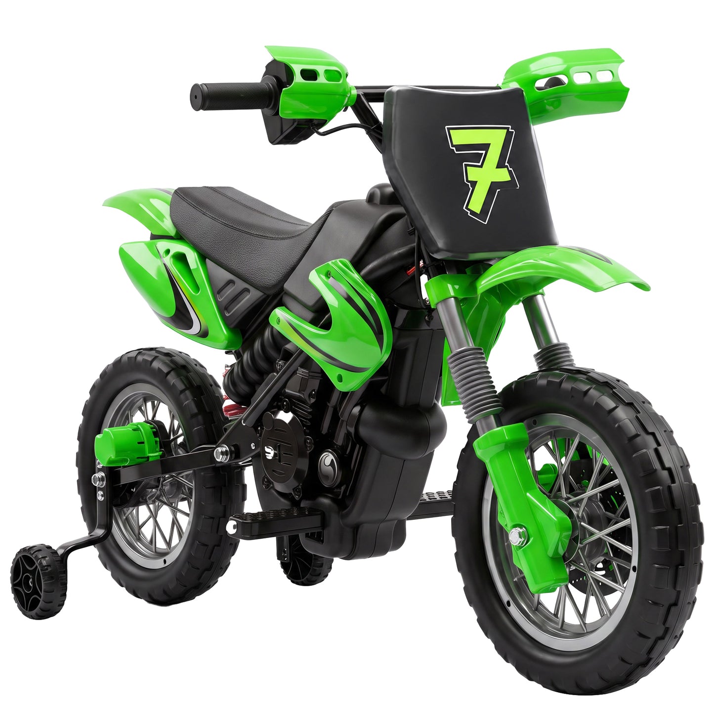 AIYAPLAY 12V Kids Electric Motorbike, Ride on Motorcycle with Dual Motors, Training Wheels, Rear Suspension for 3-6 Years, Green