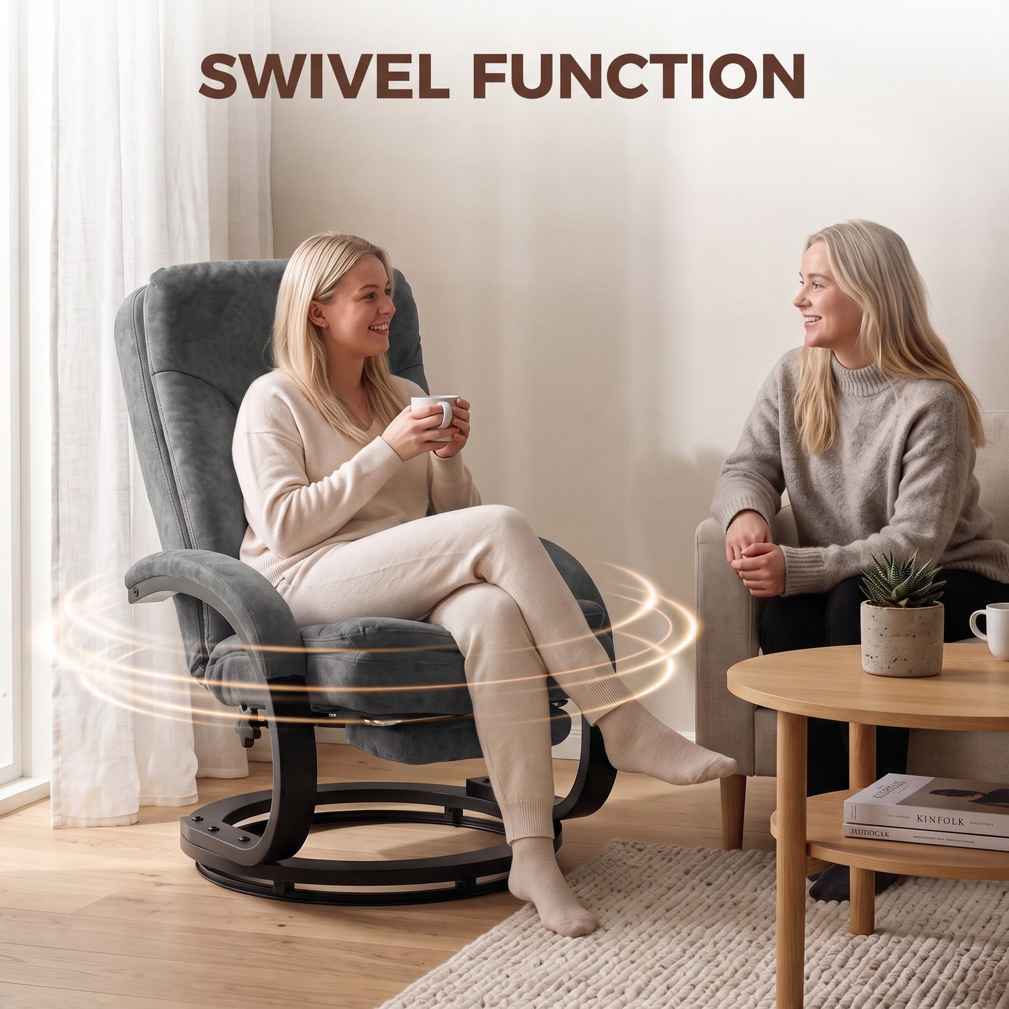 HOMCOM Swivel Recliner Chair, Velvet Recliner Armchair with Retractable Footrest, Dual-Layer Cushion, High Back, Dark Grey