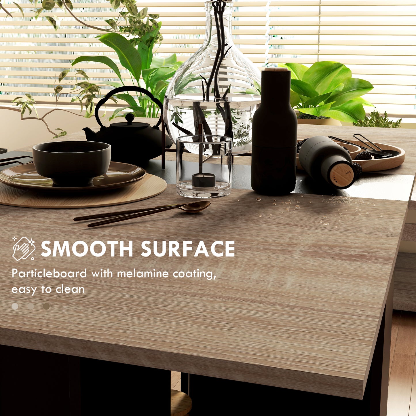 HOMCOM Folding Dining Table, Drop Leaf Design, 2-Tier Shelves, Rolling Casters, Oak and Black