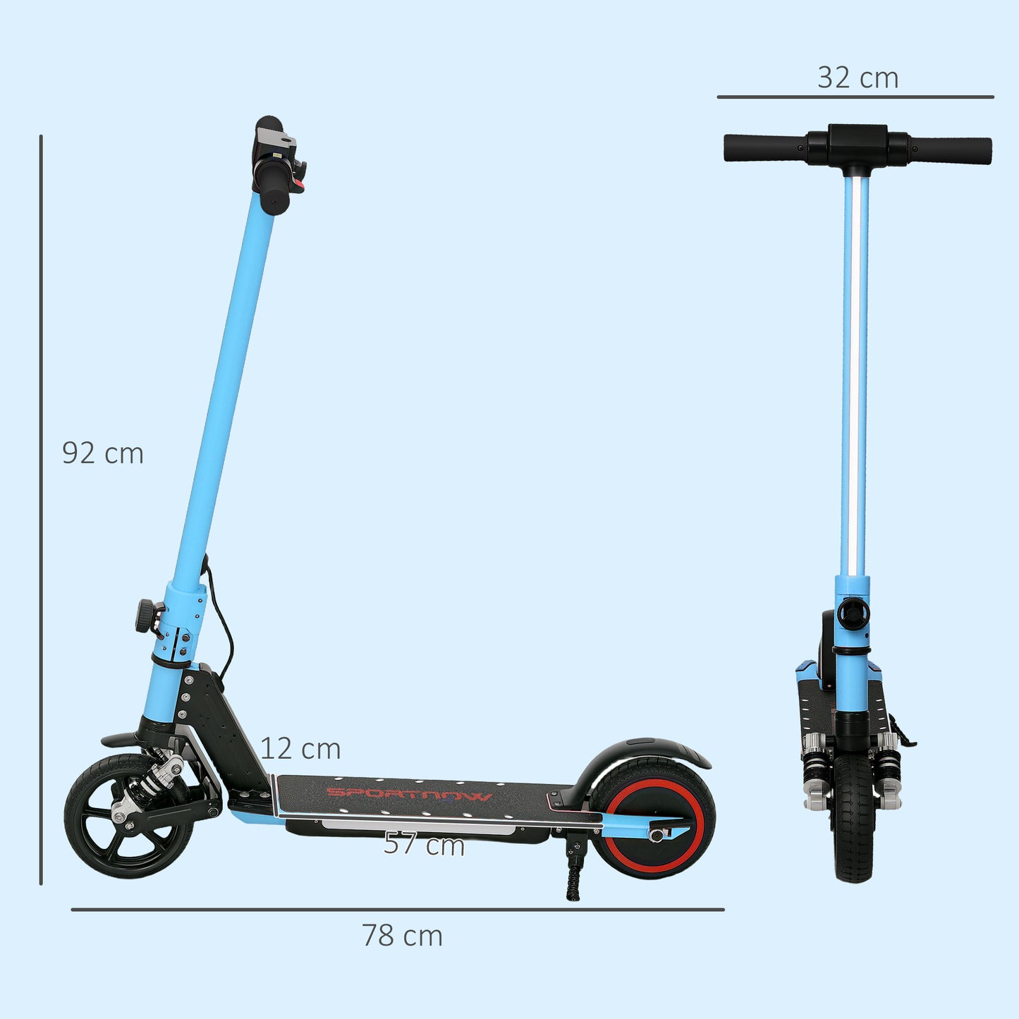 SPORTNOW Folding Electric Scooter for Kids 6-14, Dual Brakes, LED Lights, 6.8kg, 14 KM/H & 6 KM, Blue