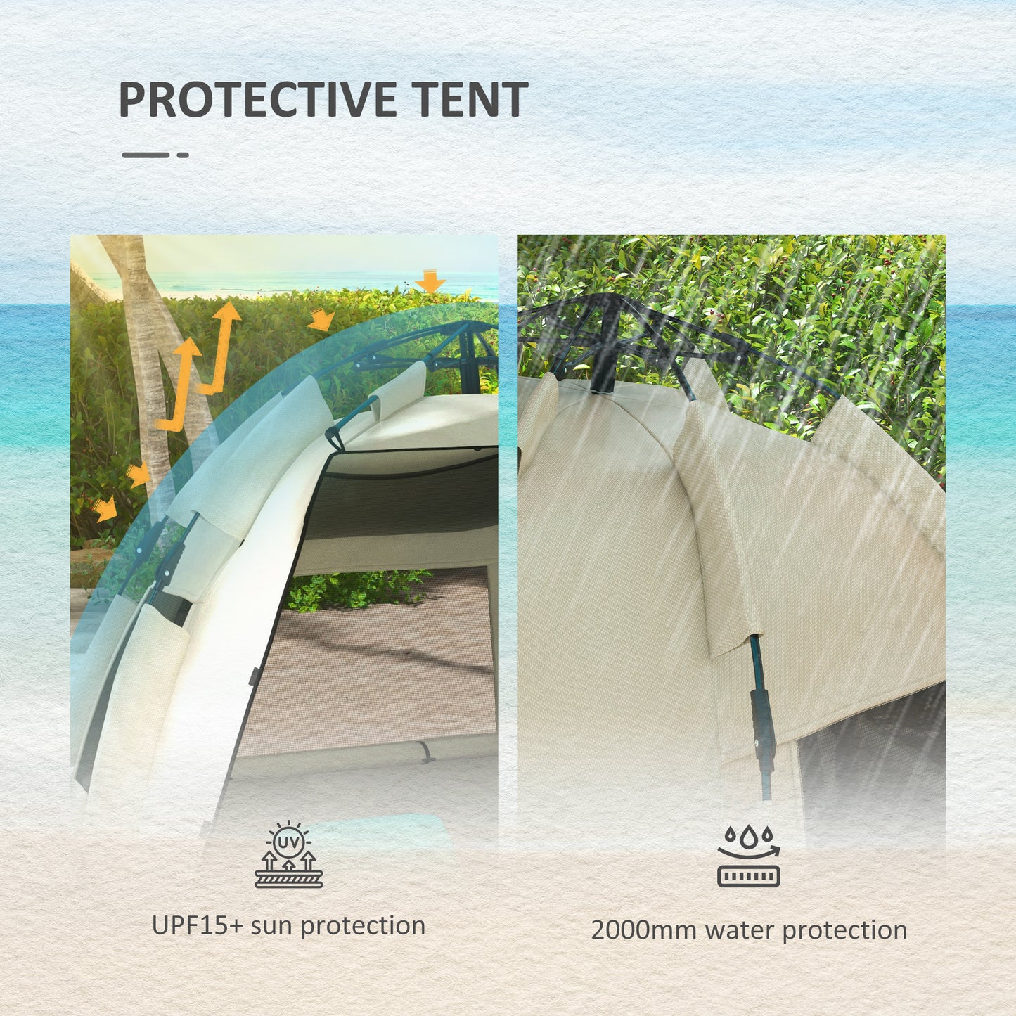 Outsunny Three-Man UPF15+ Beach Tent with Extended Floor - Green