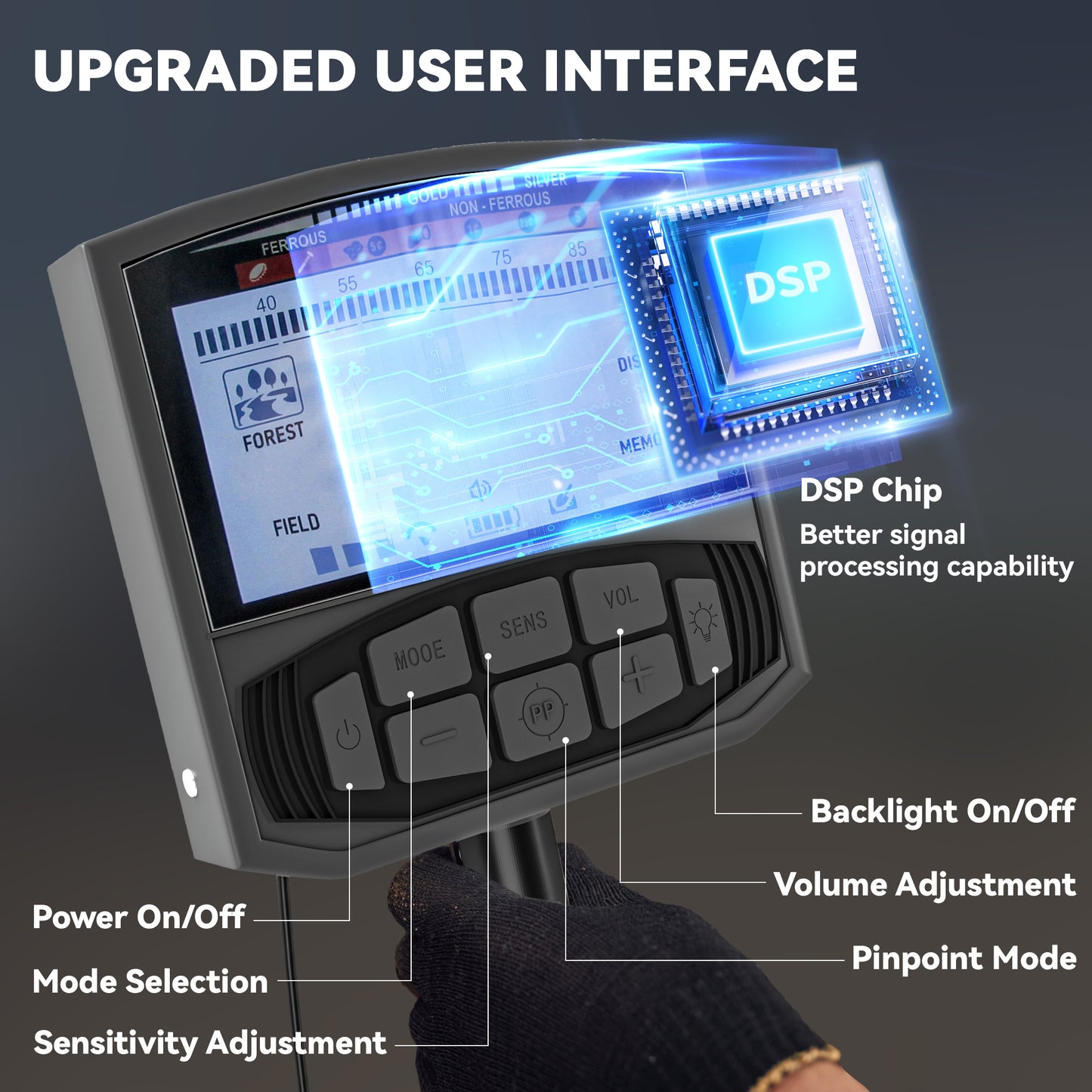 Outsunny Metal Detector for Adults & Beginners, High Accuracy, IP68 Waterproof Coil, 5 Modes, LCD Display