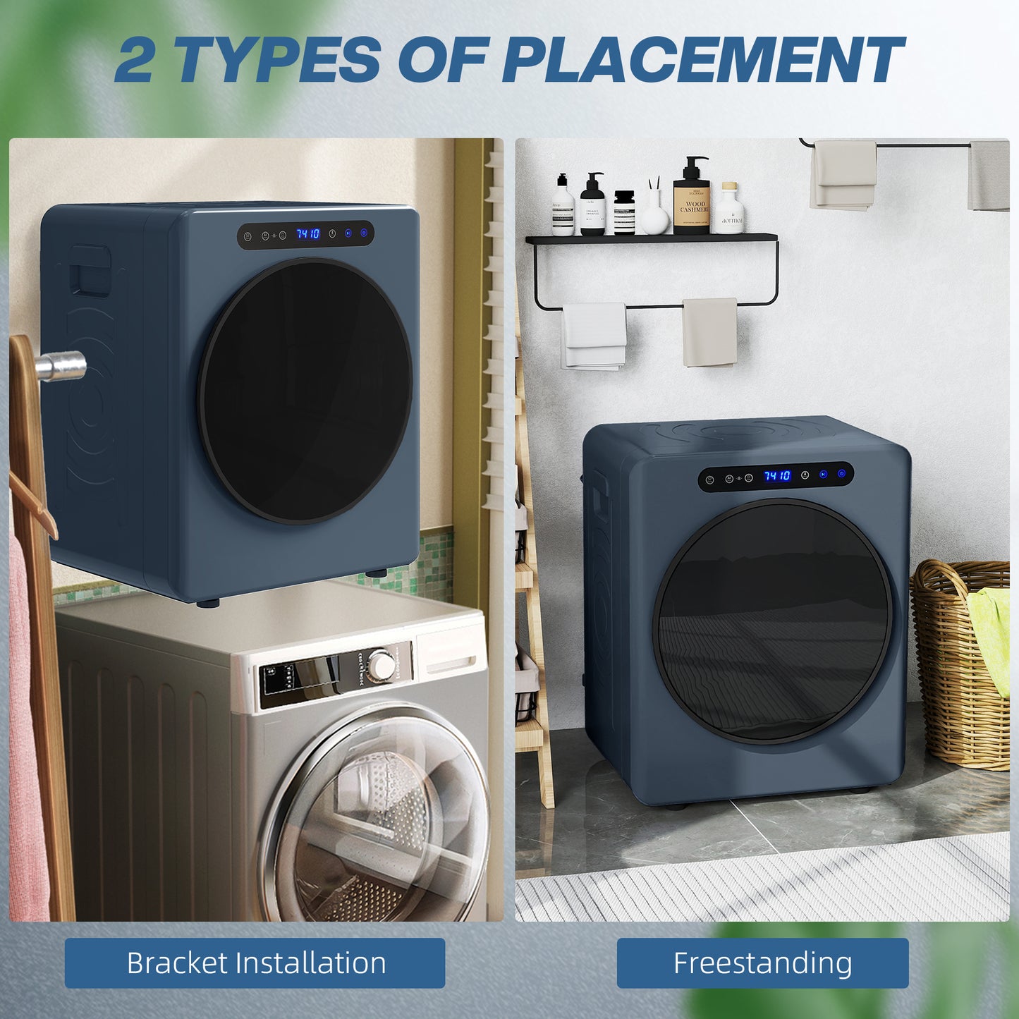 HOMCOM 5kg Compact 40-60°C  Tumble Dryer Blue