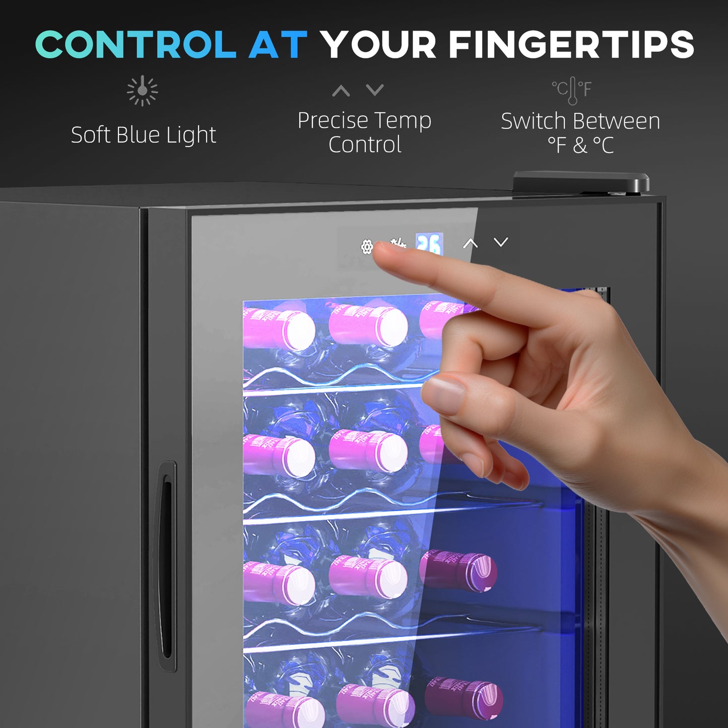 HOMCOM 20 Bottle 5-18°C Countertop Wine Fridge - Black