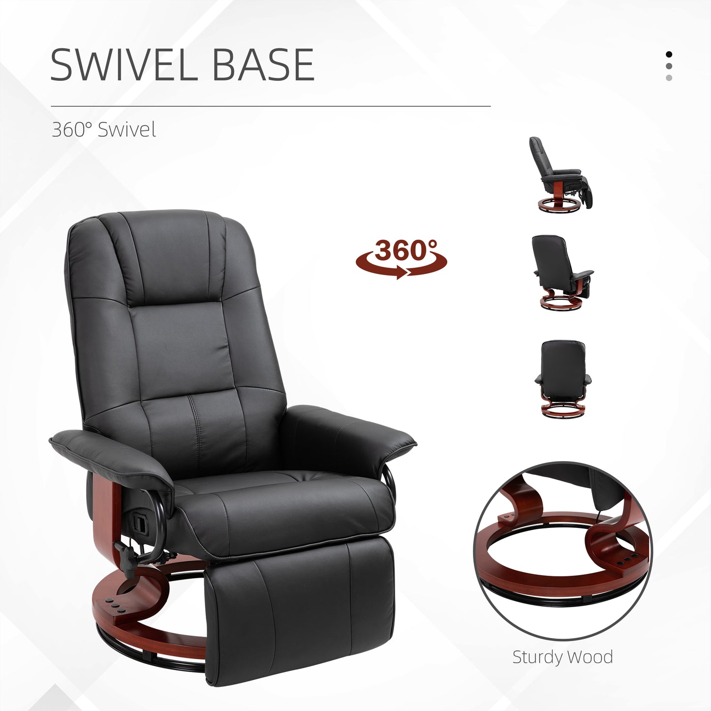 HOMCOM Linen-Like Armchair, with 145° Reclining Back and Footrest - Black
