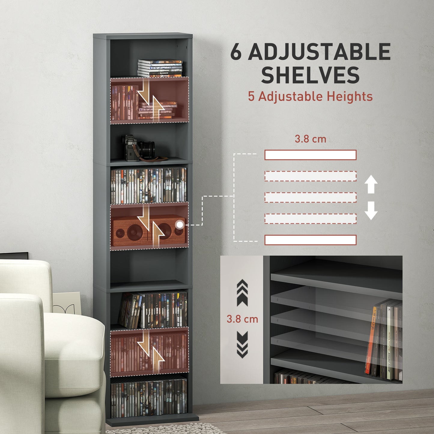 HOMCOM 260 CD/120 DVD Storage Unit - Grey