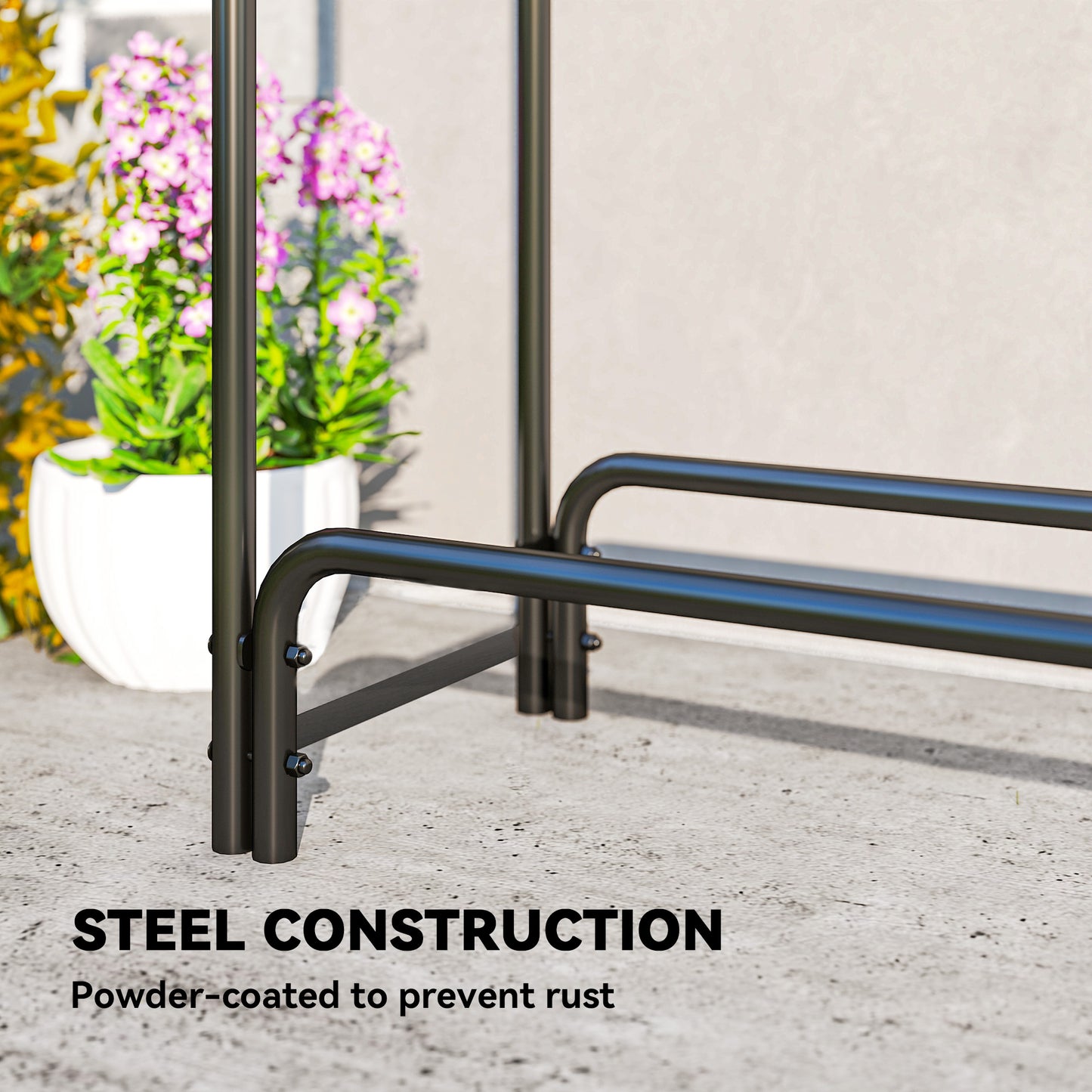 Outsunny Firewood Rack with Waterproof Cover, Heavy Duty Metal Log Store for Fireplace, 300x36x99 cm, Dark Green