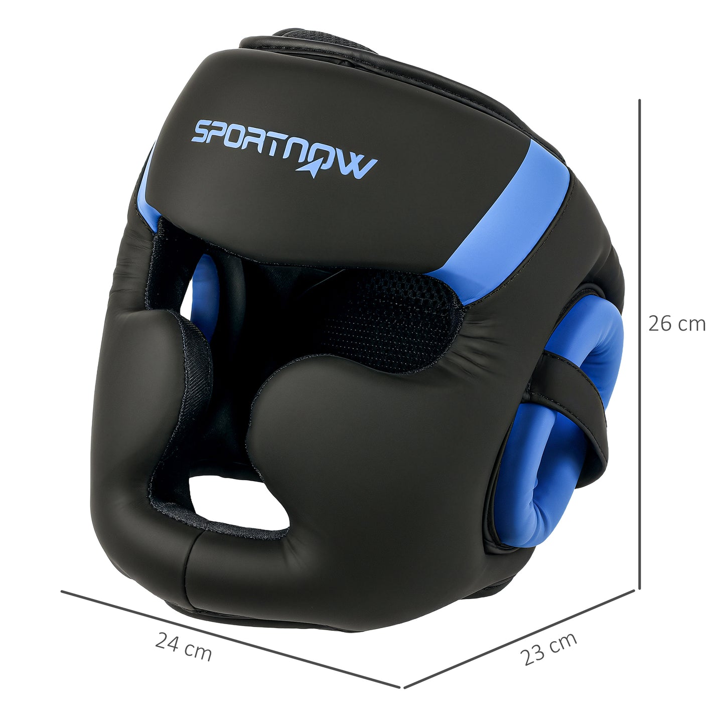 SPORTNOW Boxing Headguard, Adjustable Full Face Protection, Martial Arts, Blue