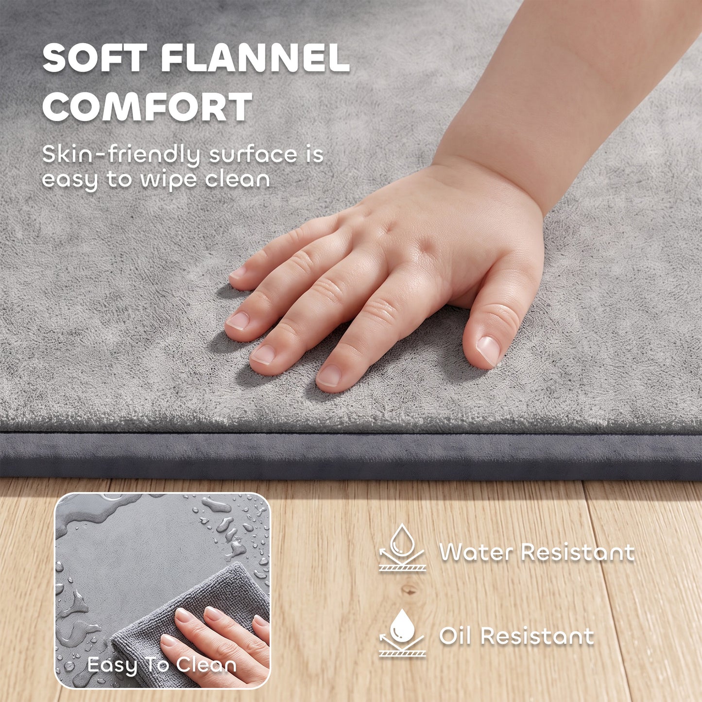 AIYAPLAY Baby Play Mat, 3CM Thick Foam Playmat Rug, Soft Flannel, Non-Slip, Water Resistant, Easy Care, 127 x 127 cm, Dark Grey