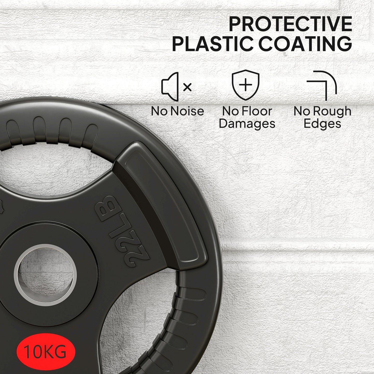 SPORTNOW Olympic Weight Plates, 2 x 10kg Dumbbell Pair with Tri-Grips for Weightlifting & Strength Training, Home Gym Fitness, Black