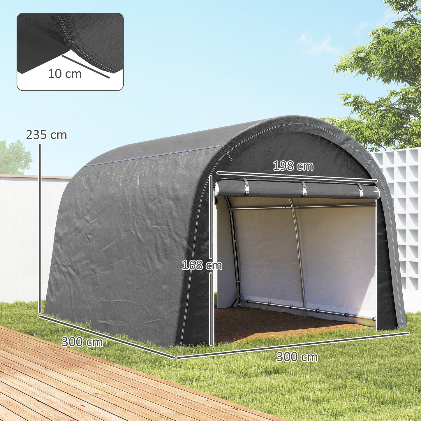 Outsunny Heavy-Duty Portable Storage Tent Grey 3x3m