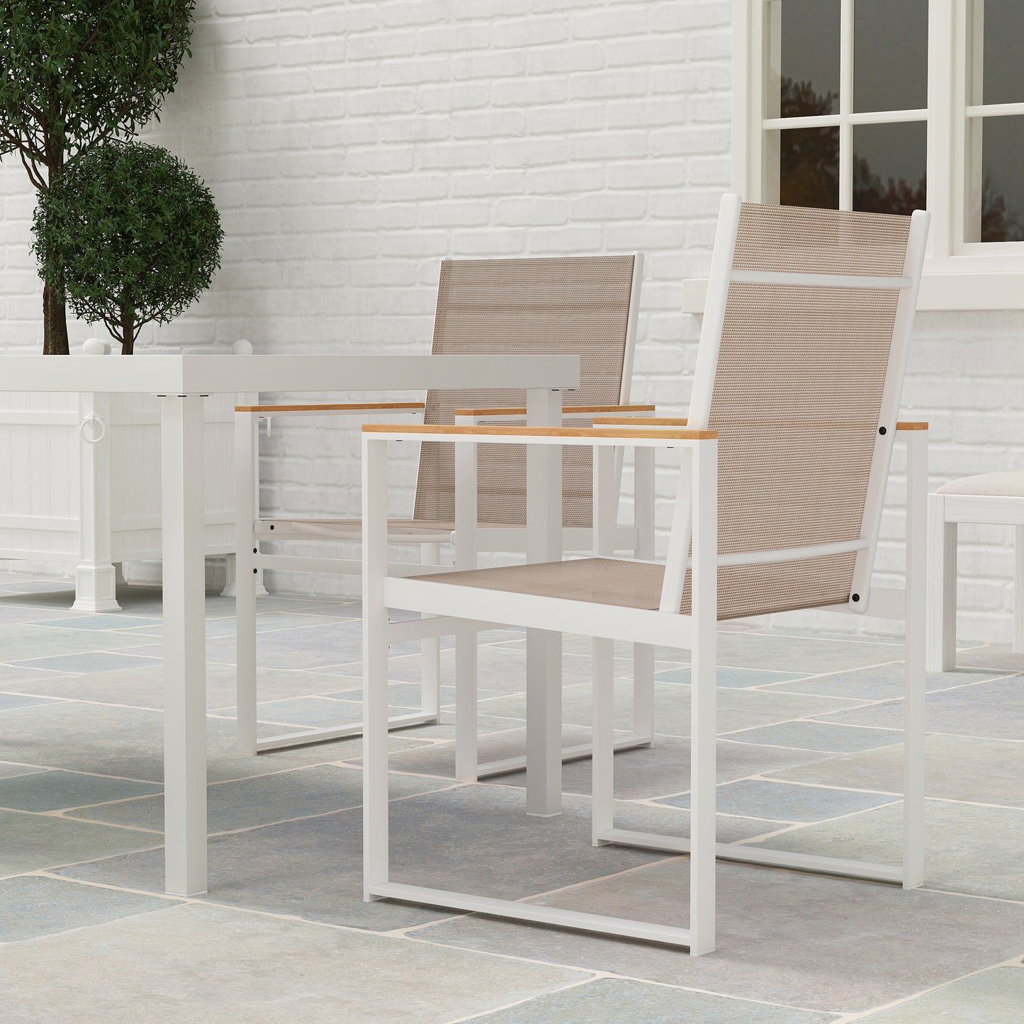 Outsunny 5 Piece Garden Furniture Set with 4 Armchairs and Tempered Glass Table Top, for Deck, Balcony