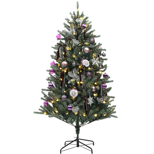 HOMCOM 5ft Artificial Prelit Christmas Tree with Warm White LED Lights and 486 Tips