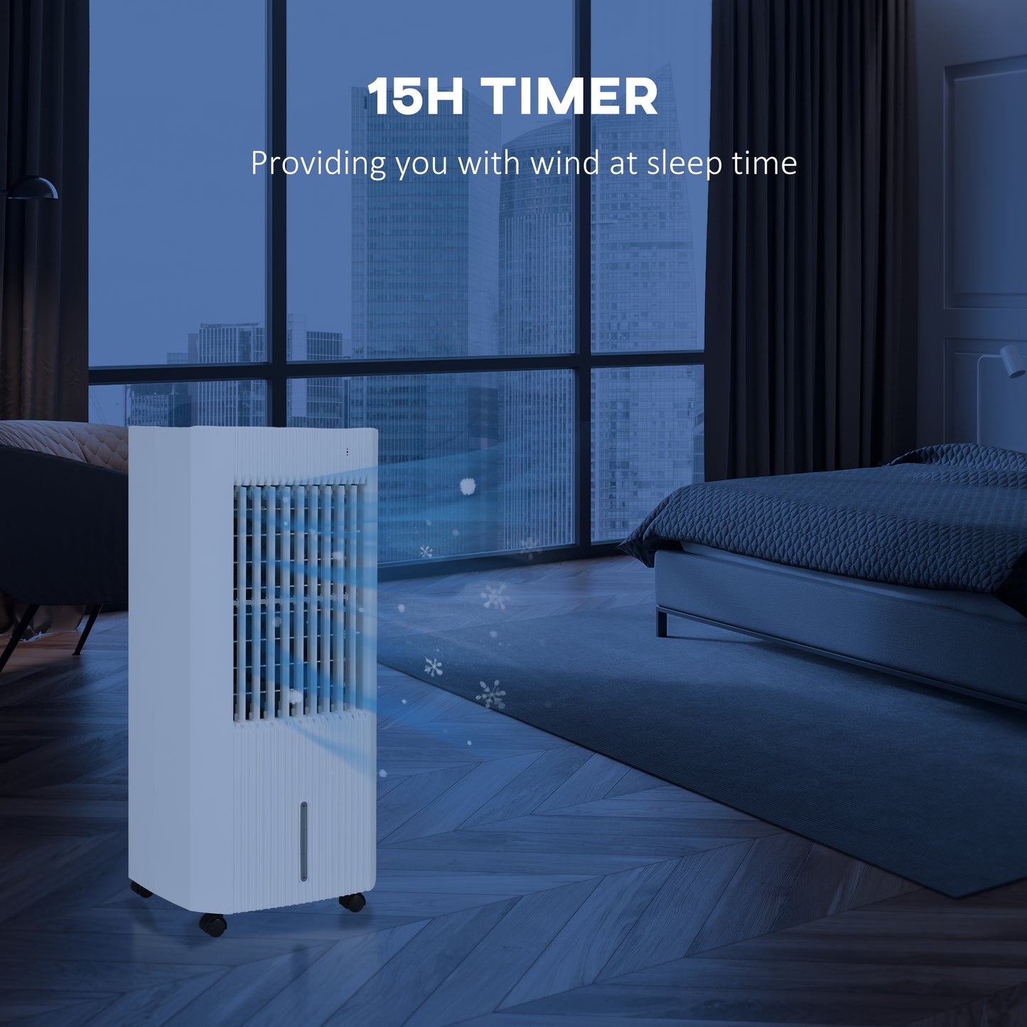 HOMCOM Portable Air Cooler with 5 Litre Water Tank, Oscillation, LED Display, Remote, 15 Hour Timer, Evaporative Air Cooler Fan with 3 Speeds, 3 Modes, Ice Packs, for Home Office