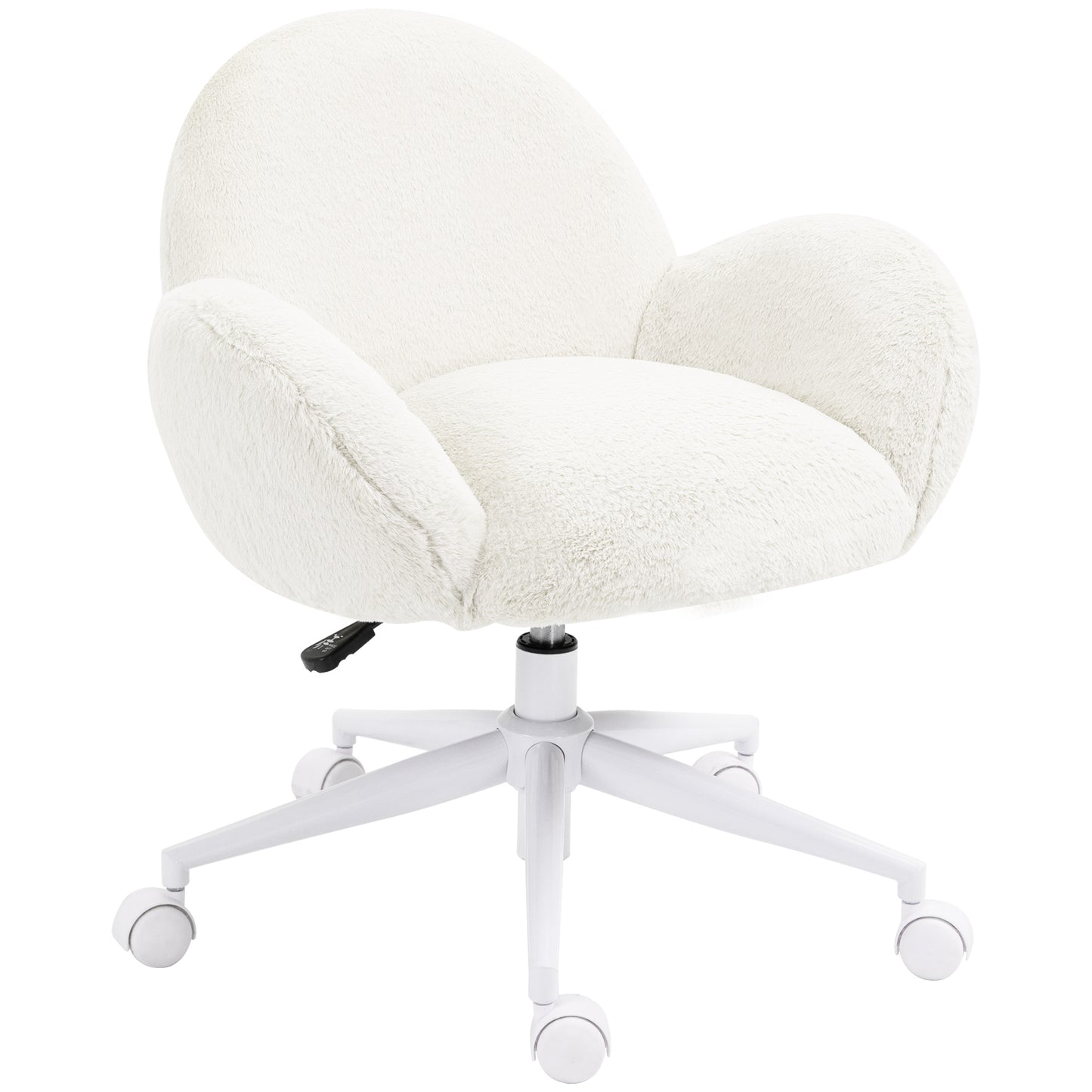 HOMCOM Makeup Vanity Chair, Cute Fluffy Desk Chair with Rolling