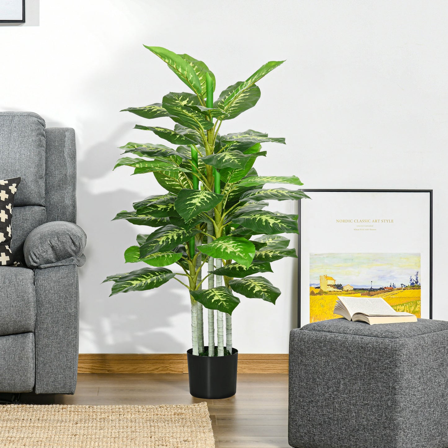 HOMCOM Artificial Evergreen Tree Fake Decorative Plant in Nursery Pot for Indoor Outdoor Decor, 120cm