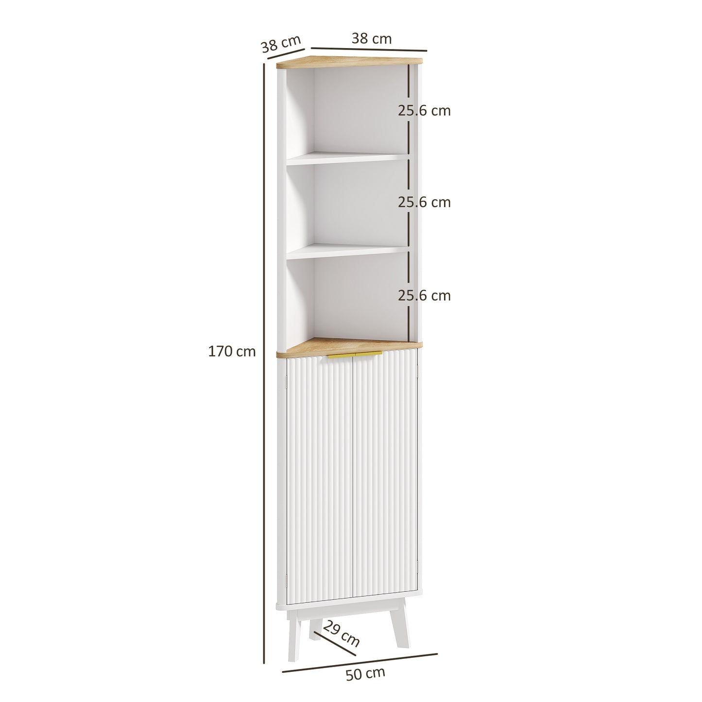 HOMCOM Tall Bathroom Storage Cabinet, Slim Unit with Doors & Adjustable Shelves, Freestanding Curved Design, White