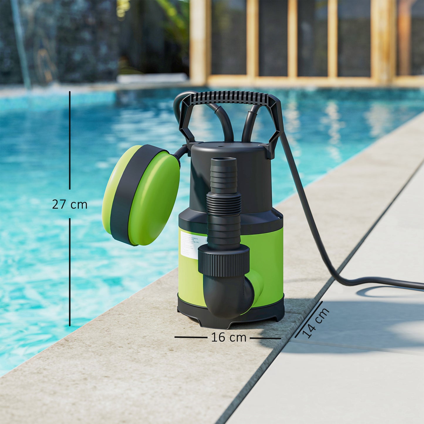 Outsunny 400W Submersible Water Pump, 9000L/H Electric Sump Pump with Float Switch for Garden Pond, Hot Tub, Ditches, Portable and Lightweight