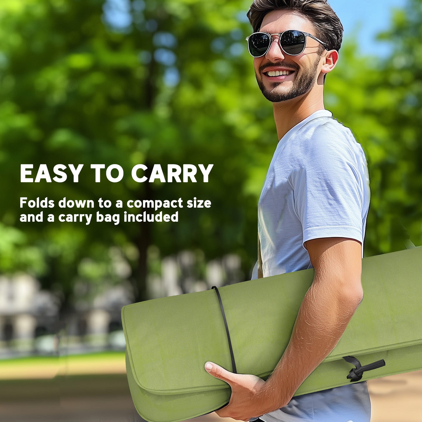 Outsunny Portable High Back Folding Camping Chair for Adults with Padded Seat & Carry Bag, Outdoor Recliner for Hiking & Picnic, Green