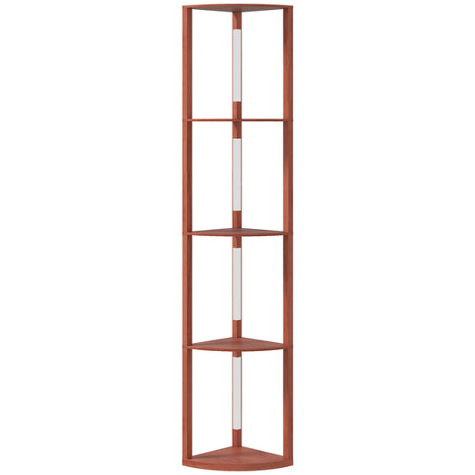 HOMCOM Corner Floor Lamp for Living Room Bedroom with Dimmable Warm White LED Light, Modern Tall Standing Lamp, Brown