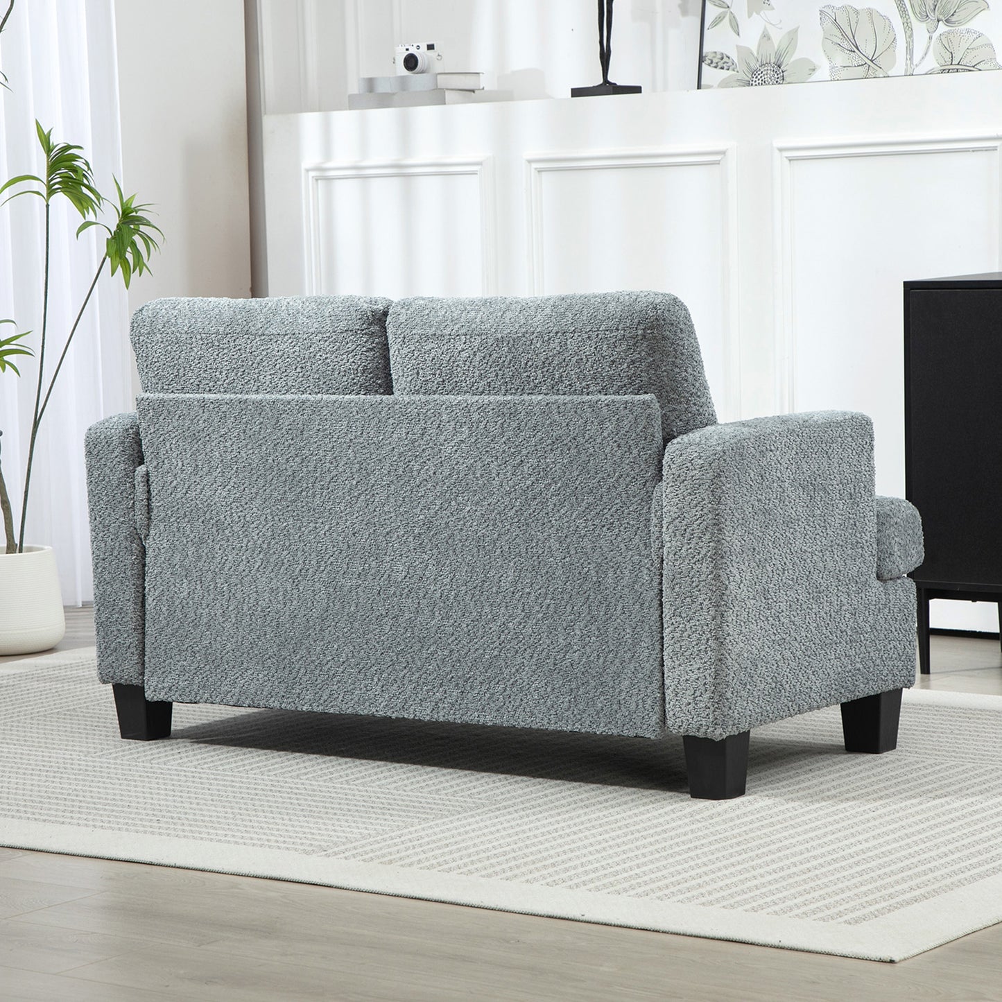 HOMCOM 2 Seater Sofa, 138 cm Loveseat with Removable Back Cushions, Chenille Fabric, S-springs, for Living Room/Bedroom/Office, Light Grey