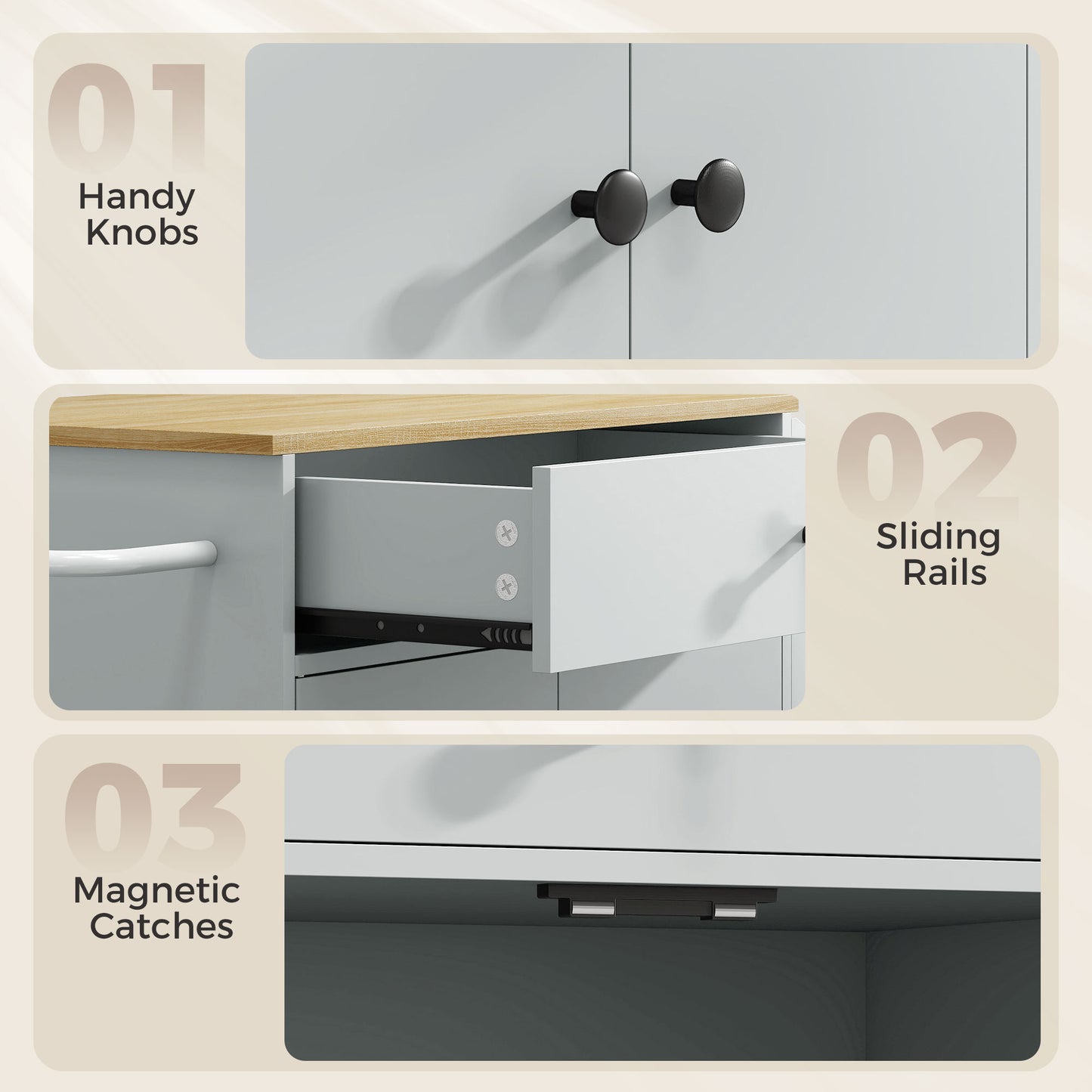 HOMCOM Rolling Kitchen Island with 3-Tier Spice Rack, Kitchen Storage Cart with Drawer and Towel Rack, Light Blue