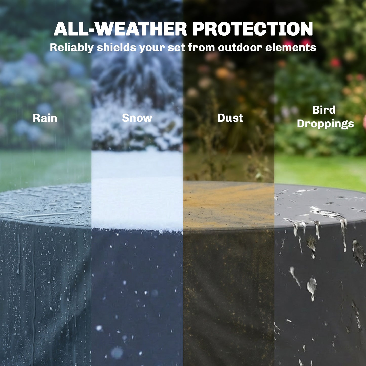 Outsunny Round Garden Furniture Cover, Waterproof Garden Table Cover, 420D Heavy Duty Oxford for Outdoor, Ø214 x 70 cm, Black