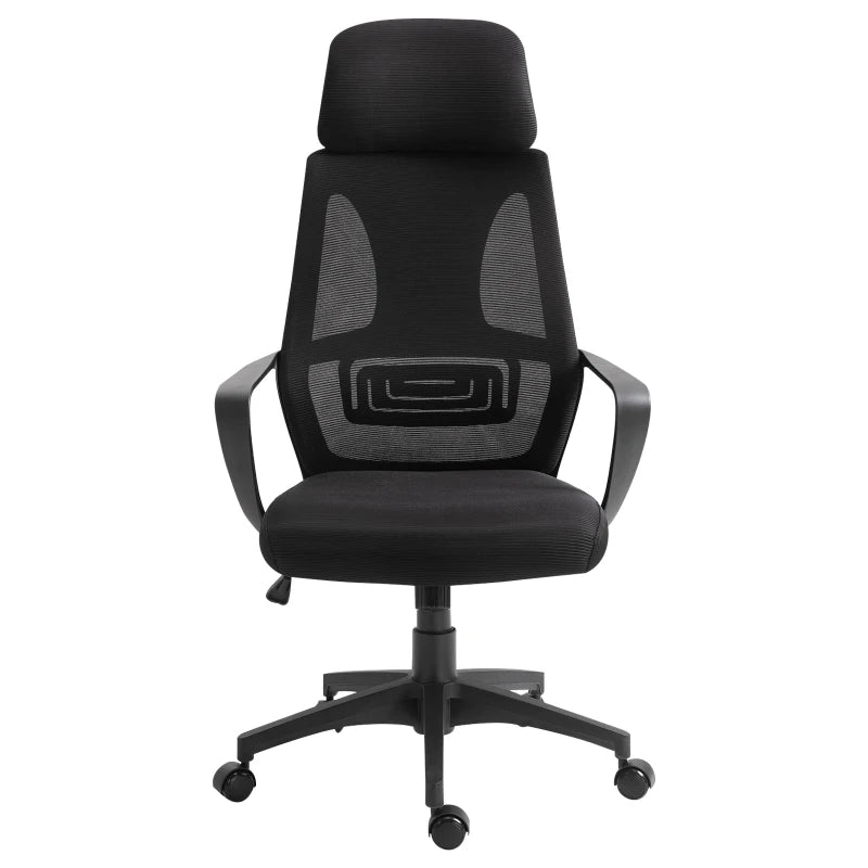 Vinsetto Mesh Ergonomic Home Office Chair w/ Headrest Black