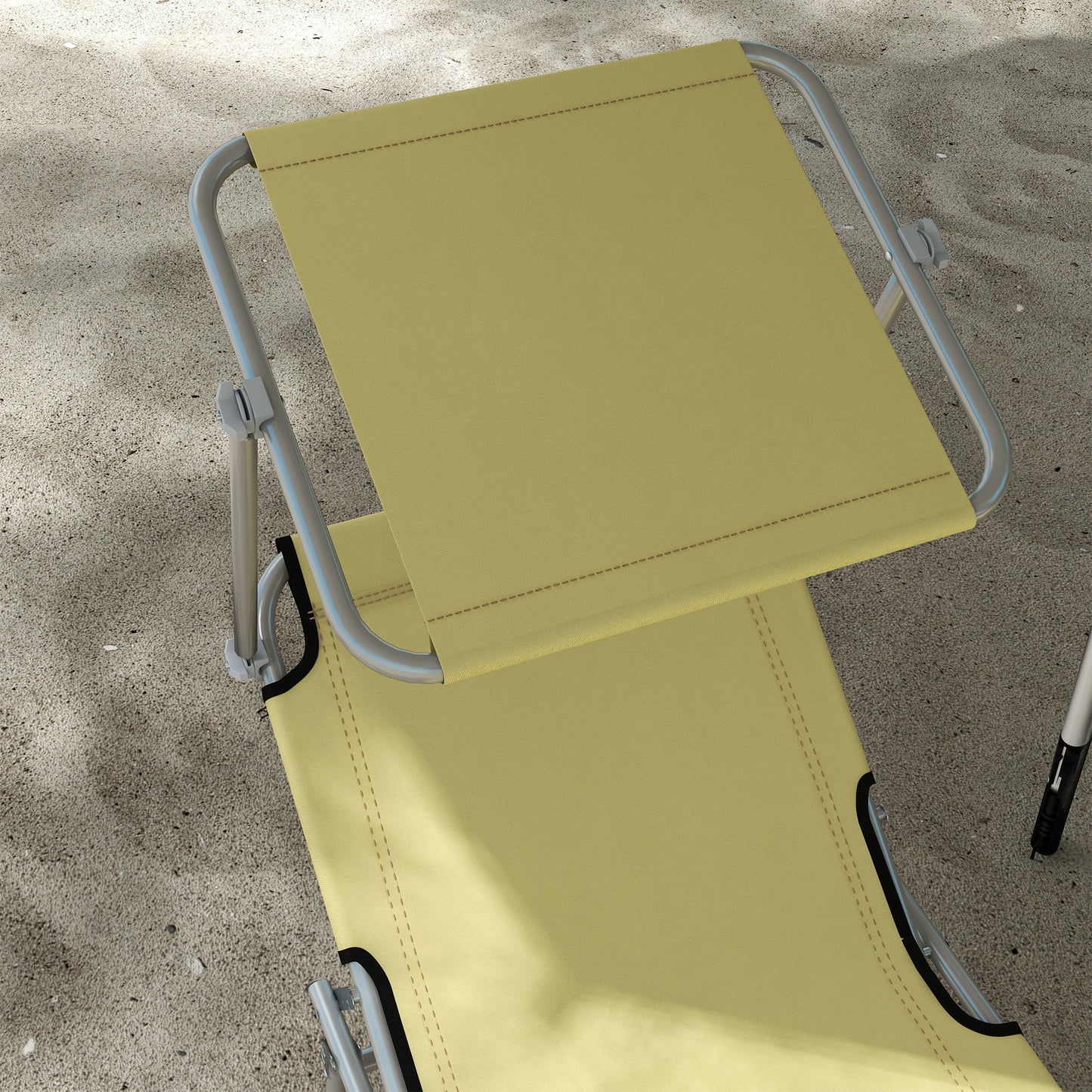 Outsunny 2-Piece Foldable Sun Lounger Set with Shade - Beige