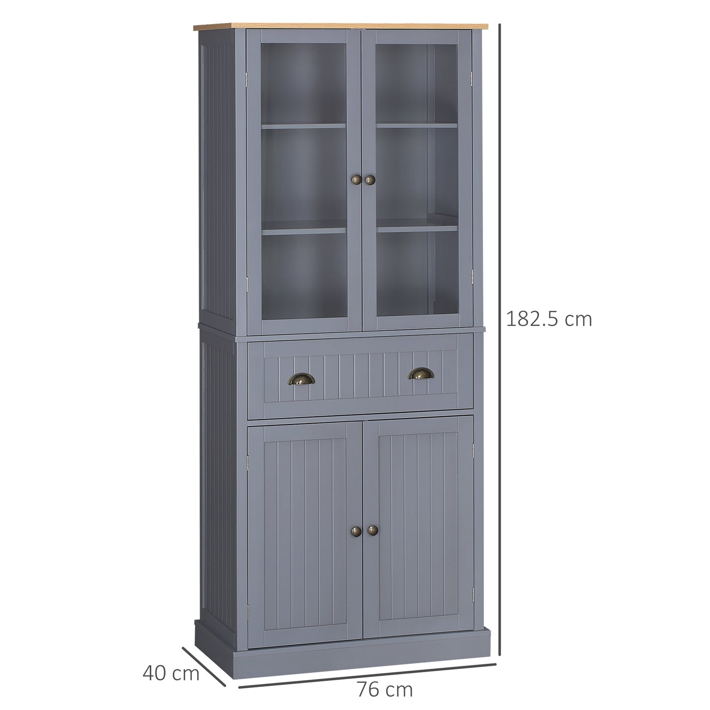 HOMCOM 180cm Tall Kitchen Pantry Cupboard, Freestanding Storage Cabinet with 5 Tier, Adjustable Shelves,  Drawer, Grey