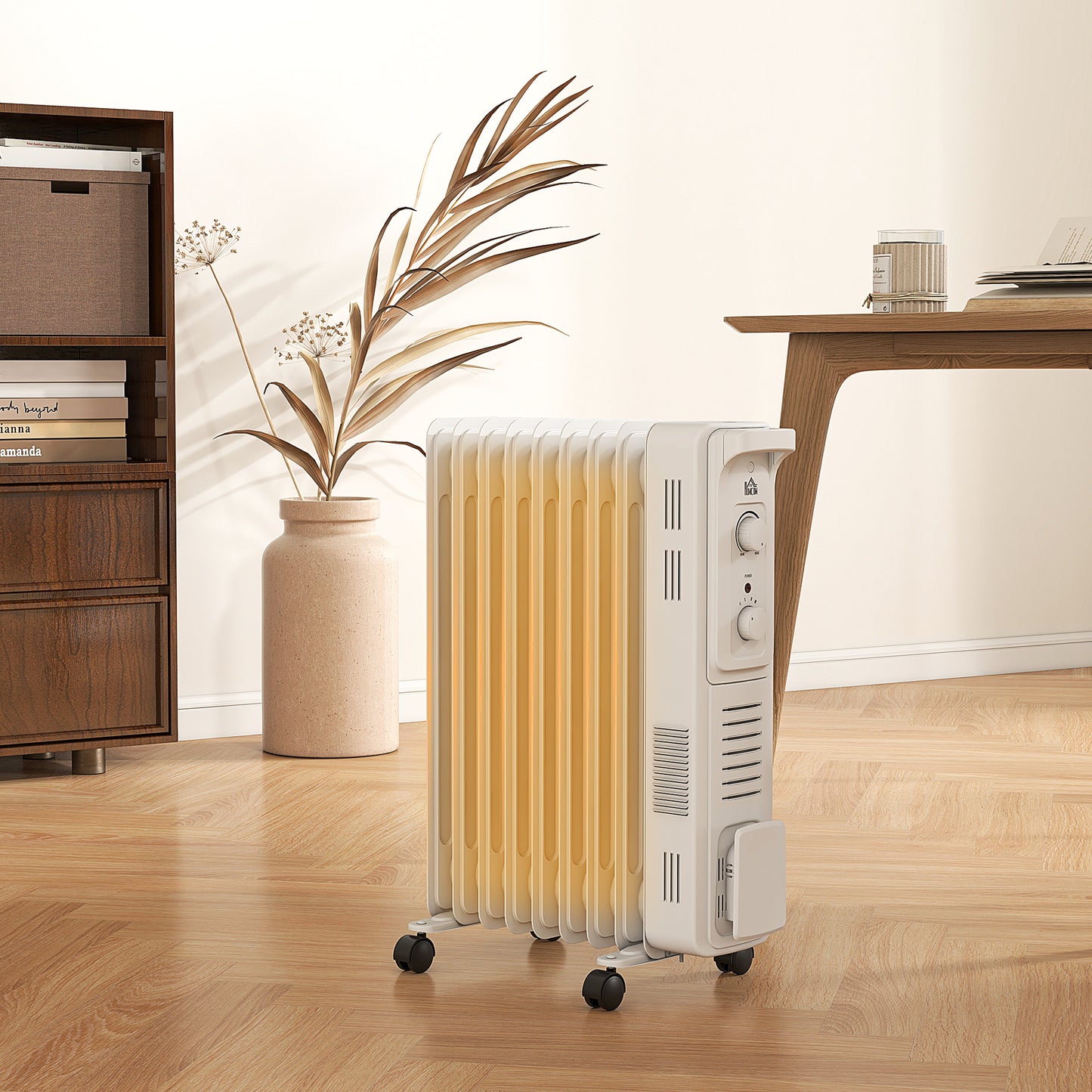 HOMCOM 2000W Quiet Oil Filled Radiator, 9 Fin White