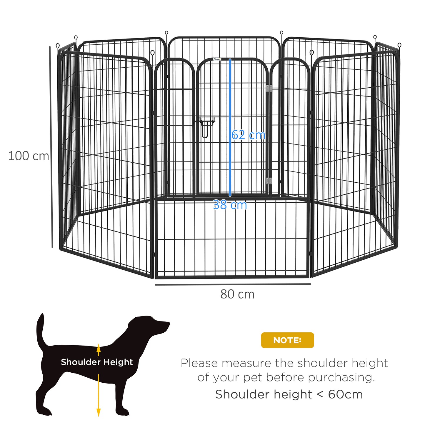 PawHut 4 Sizes Dog Pens Pet Puppy PlayPen Rabbit Puppy Cage Folding Run Fence Garden Metal Hutch