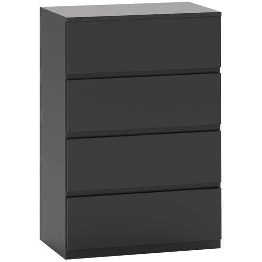 HOMCOM Chest of Drawers, 4-Drawer Storage Cabinets, Modern Dresser, Storage Drawer Unit for Bedroom - Black
