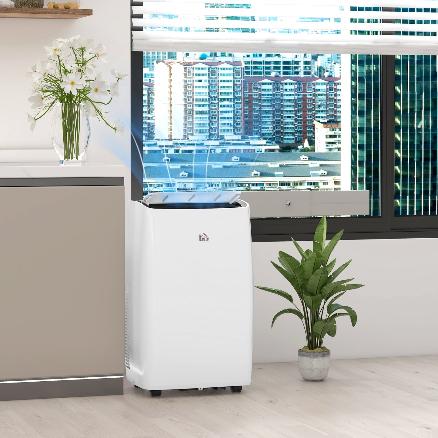 HOMCOM 14,000 BTU Mobile Air Conditioner for Room up to 40m with Dehumidifier Sleep Mode 24H Timer On/off Wheels