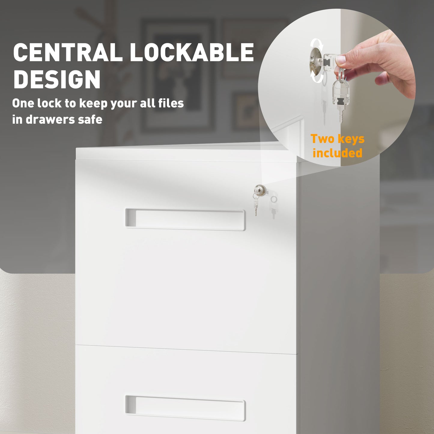 Vinsetto Mobile File Cabinet Home Filing Furniture with Adjustable Partition and Lock