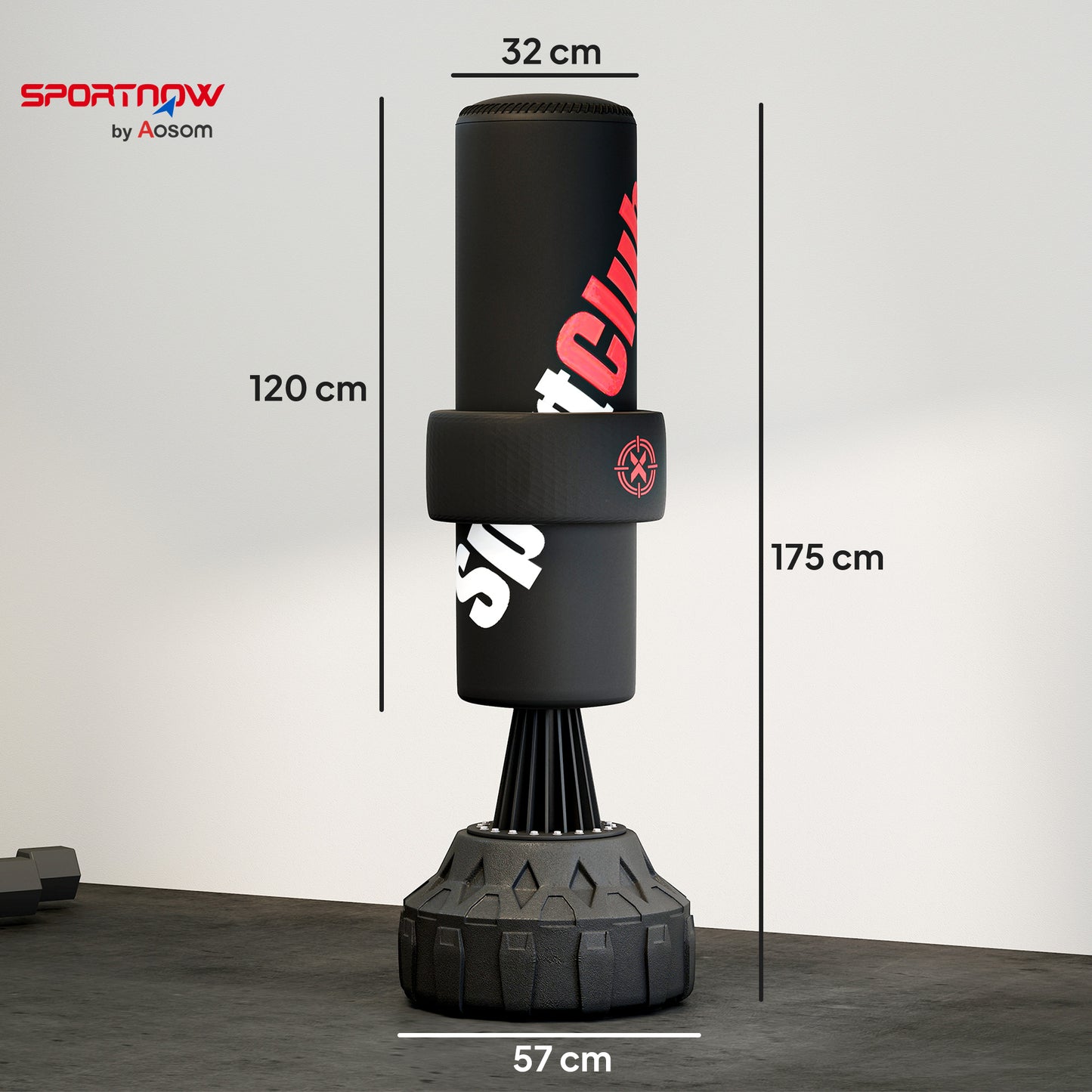 SPORTNOW Freestanding Punching Bag, Heavy Boxing Bag with Stand for Teens/Adults, Adjustable Pad, Hand Wrap, Suction Base for Karate, Taekwondo, MMA, Kickboxing