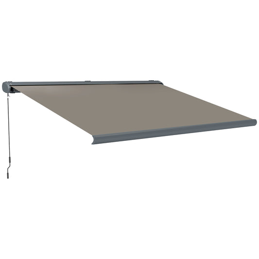 Outsunny Full Cassette Electric Awning with Remote, Aluminium Frame DIY Retractable Sun Shade Canopy, UPF50+, Light Grey