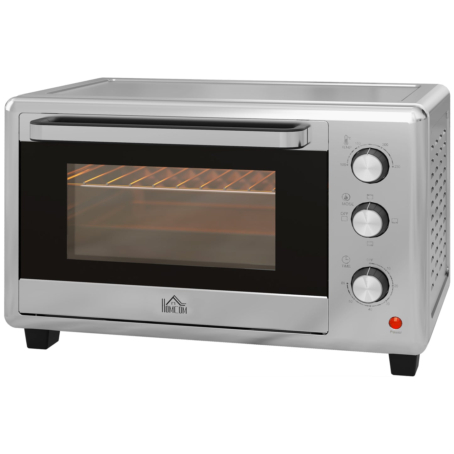 HOMCOM 30L 60-230°C Mini Electric Oven, with Accessories - Silver Tone