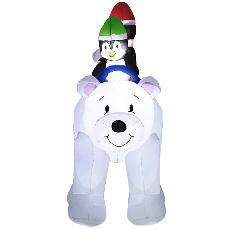 Outsunny 6.4ft Inflatable Polar Bear and Penguin Christmas Inflatable